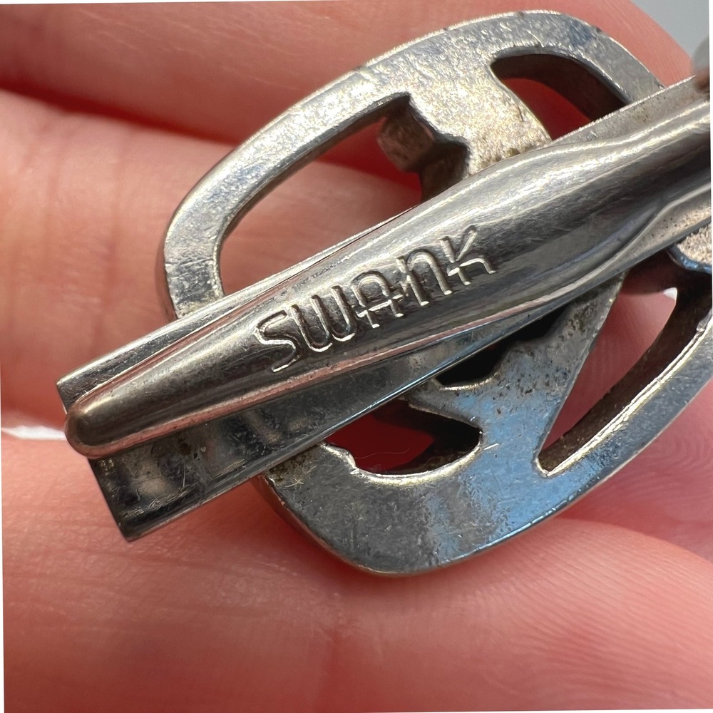 Swank Silvertone Lion Tie Slide Holder 753 Vintage Suit Formal Classic Evening - Picture 2 of 4